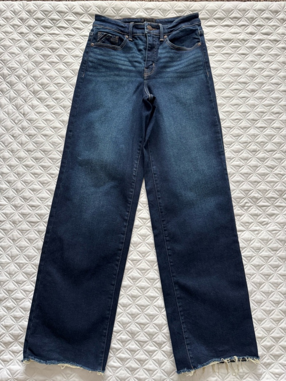 Buckle Black Fit No. 35 Dark Blue Wide Leg Stretch Raw Hem Jeans Sz 27x32